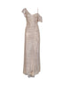 Maxi abito drappeggiato in tulle con strass champagne