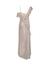 Maxi abito drappeggiato in tulle con strass champagne