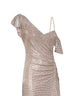 Maxi abito drappeggiato in tulle con strass champagne