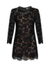 Black lace long-sleeved mini dress