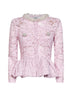 Top in pizzo rosa con orlo a peplo