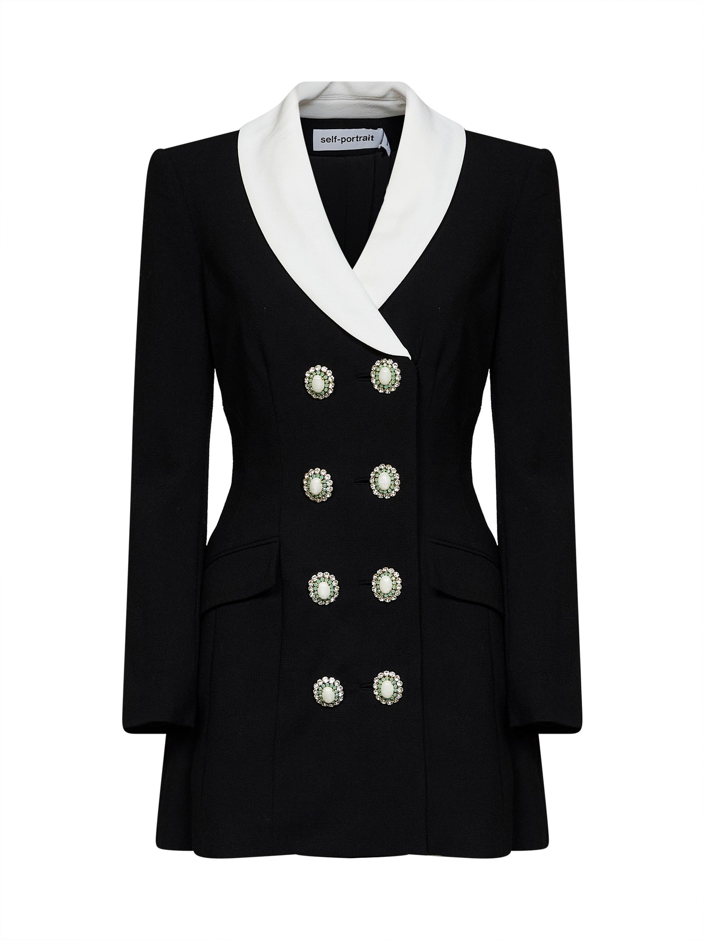 Black wool tailored blazer-style mini dress