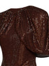 Brown rhinestone-embellished tulle top with cape sleeves