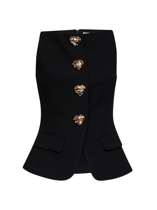 Black wool crêpe top