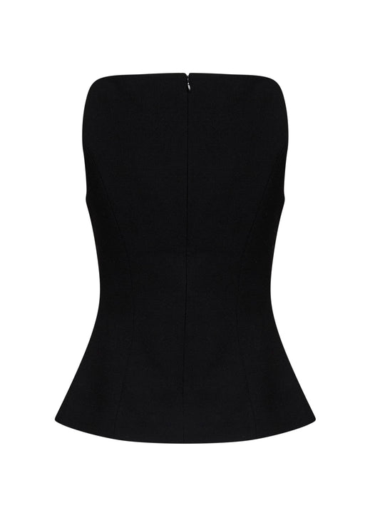 Black wool crêpe top