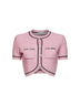 Cardigan crop in maglia con paillettes rosa