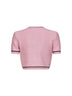 Cardigan crop in maglia con paillettes rosa