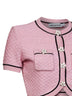 Cardigan crop in maglia con paillettes rosa