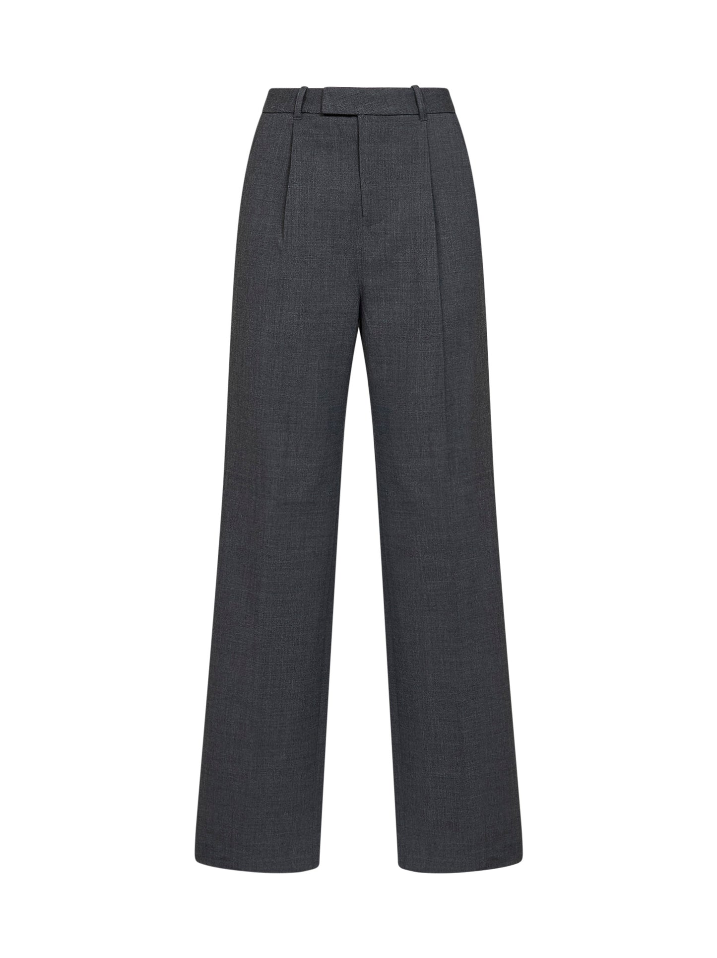 Grey stretch wool-blend tailored trousers