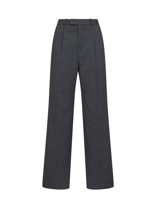 Grey stretch wool-blend tailored trousers