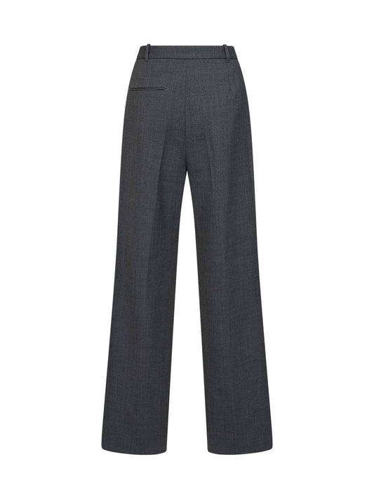 Grey stretch wool-blend tailored trousers