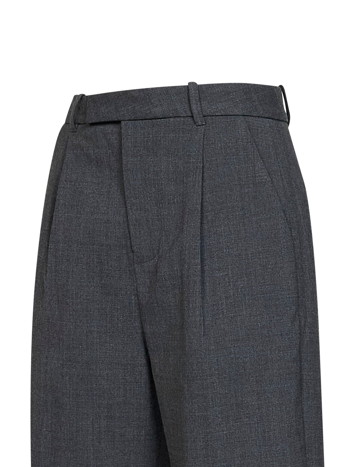 Grey stretch wool-blend tailored trousers
