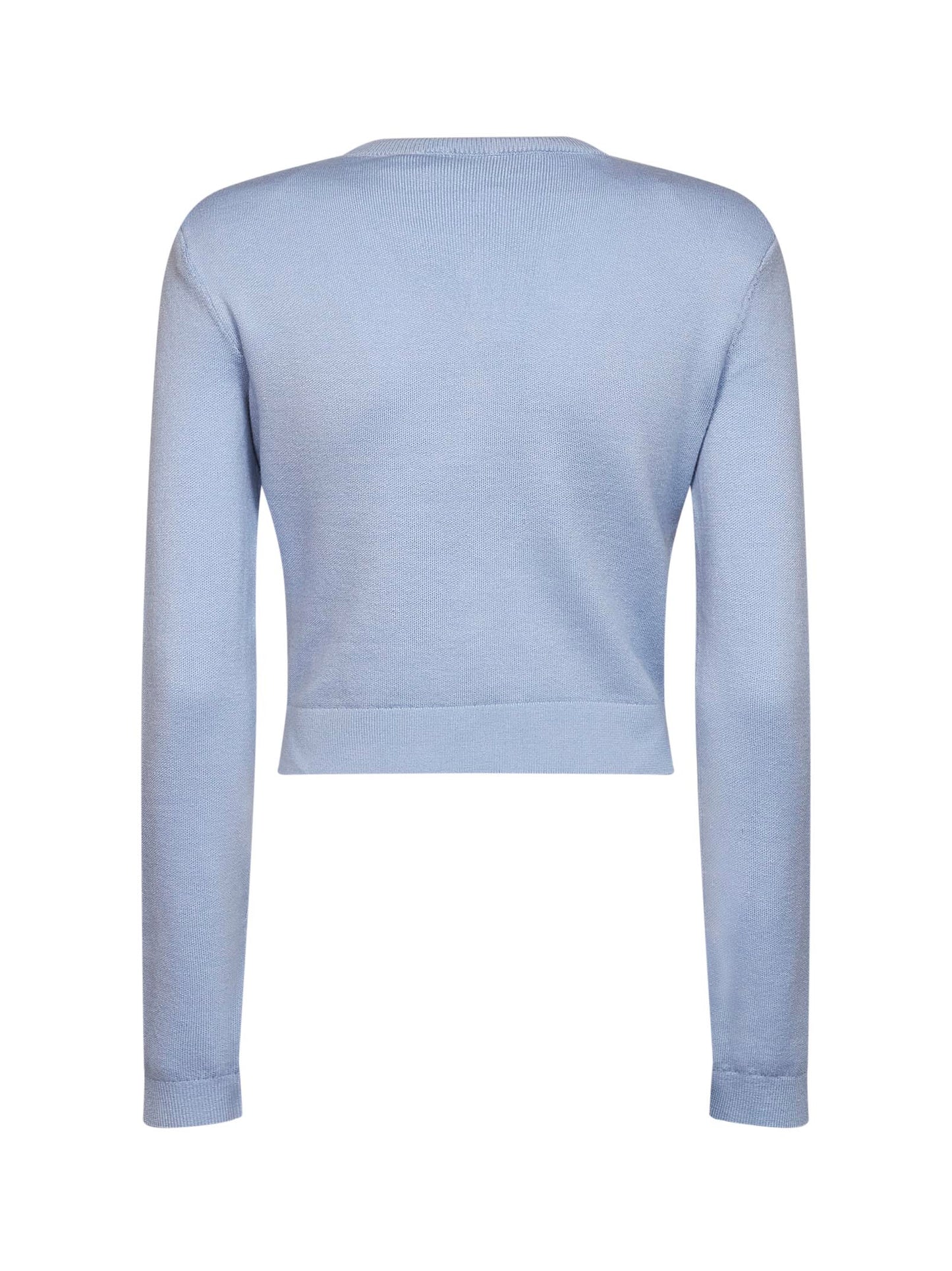 Cardigan in maglia blu con dettaglio fiori