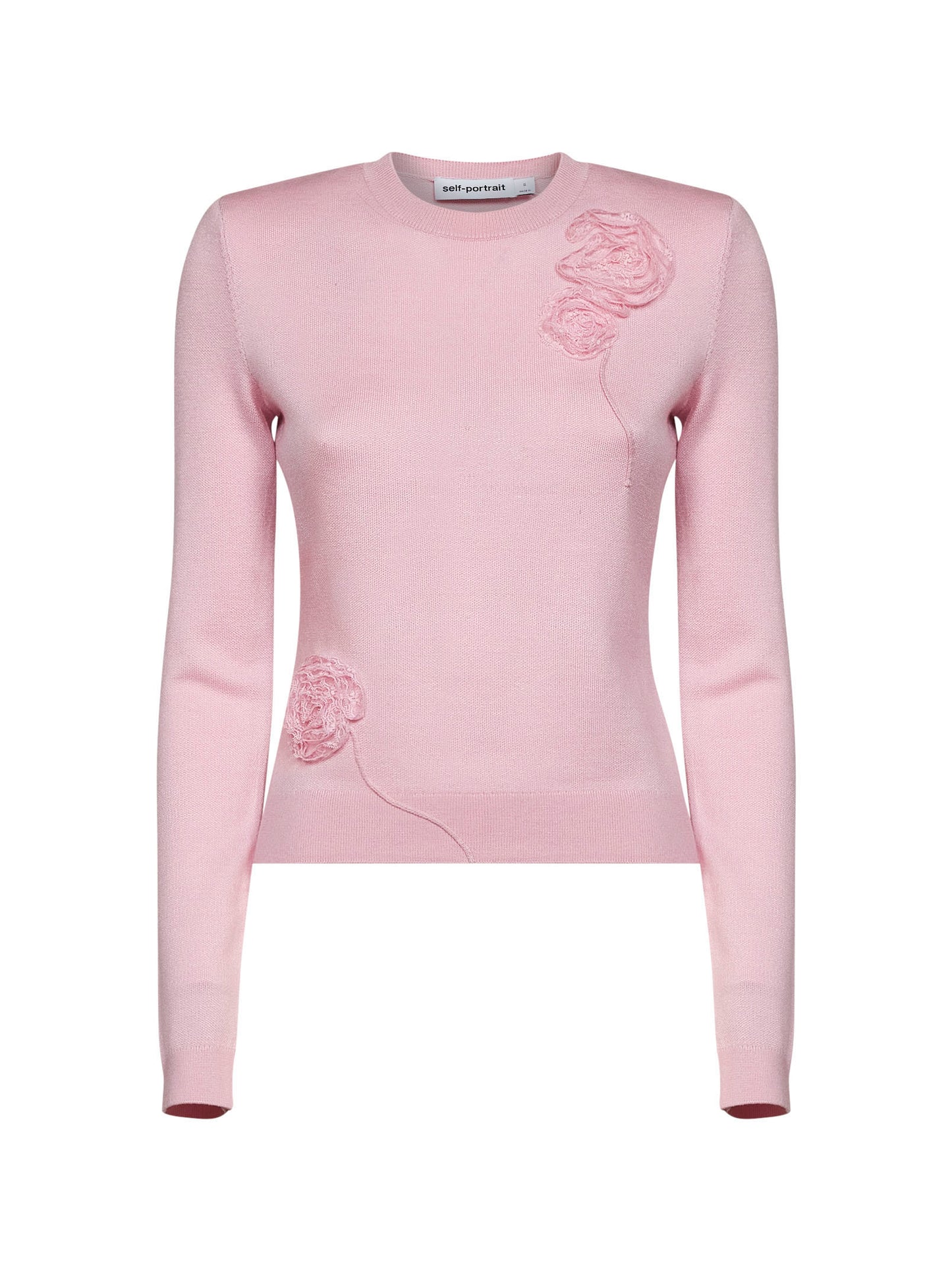 Pullover in maglia rosa con dettaglio fiori