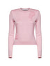 Pullover in maglia rosa con dettaglio fiori