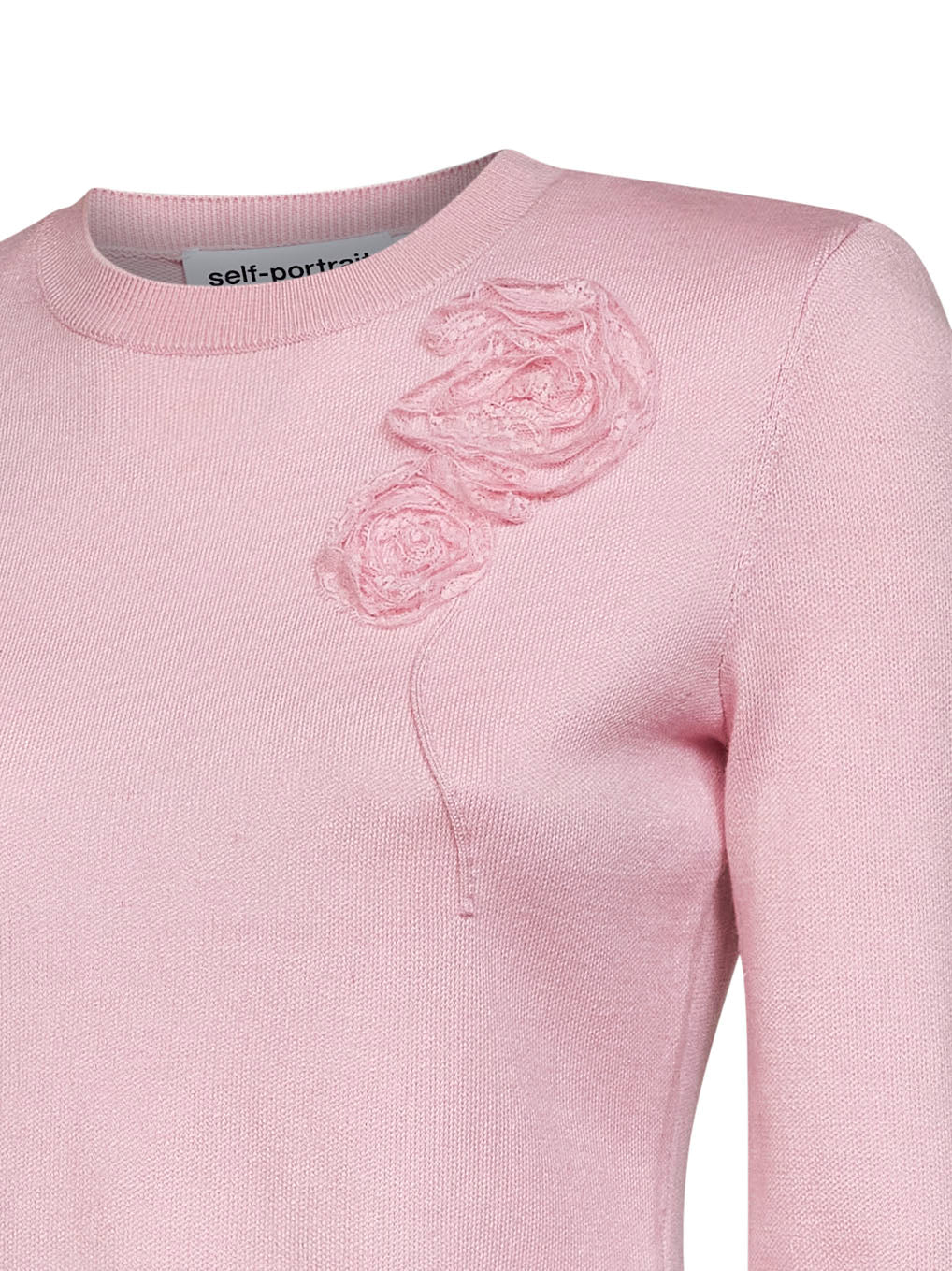 Pullover in maglia rosa con dettaglio fiori