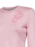 Pullover in maglia rosa con dettaglio fiori