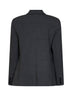 Grey stretch wool-blend double-breasted flower blazer