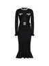 Black knit midi dress with beaded embroidery
