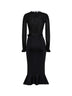 Black knit midi dress with beaded embroidery