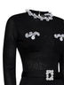 Black knit midi dress with beaded embroidery