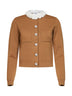 Cardigan ricamato in maglia di misto lana marrone