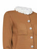 Cardigan ricamato in maglia di misto lana marrone