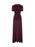 Maxi abito arricciato in jersey bordeaux