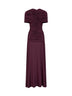 Maxi abito arricciato in jersey bordeaux