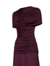Maxi abito arricciato in jersey bordeaux
