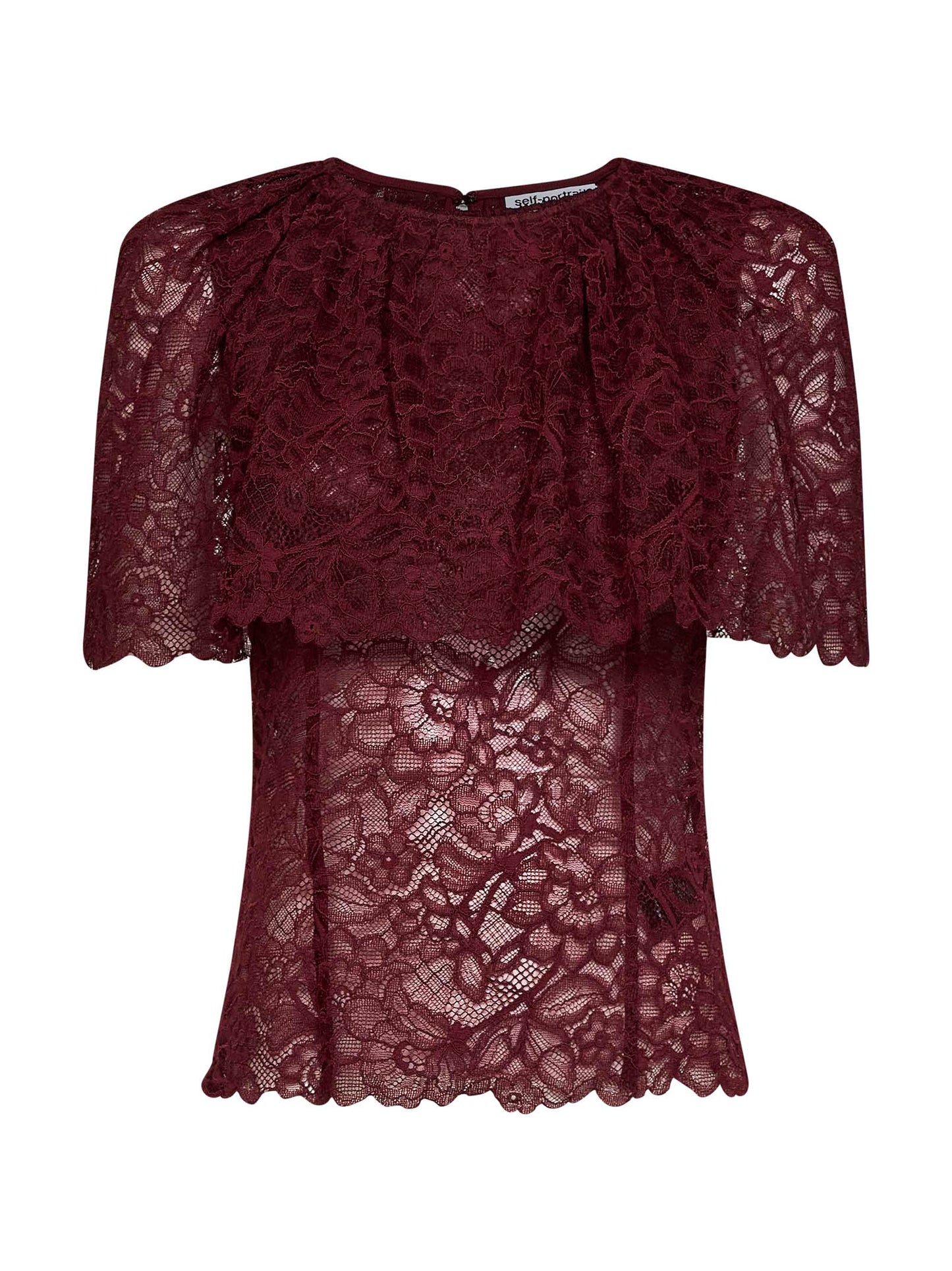 Top a mantella in pizzo bordeaux