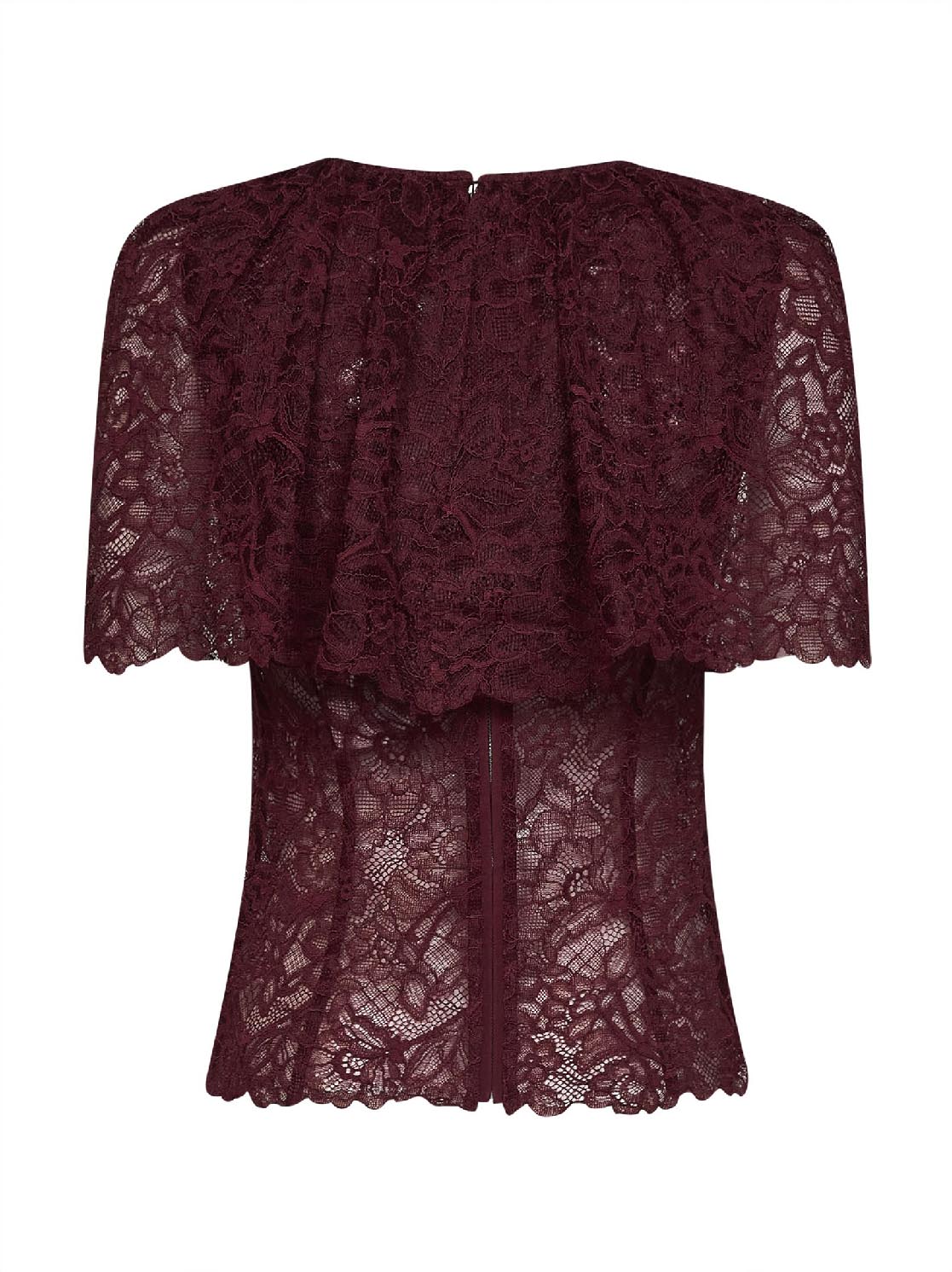 Top a mantella in pizzo bordeaux