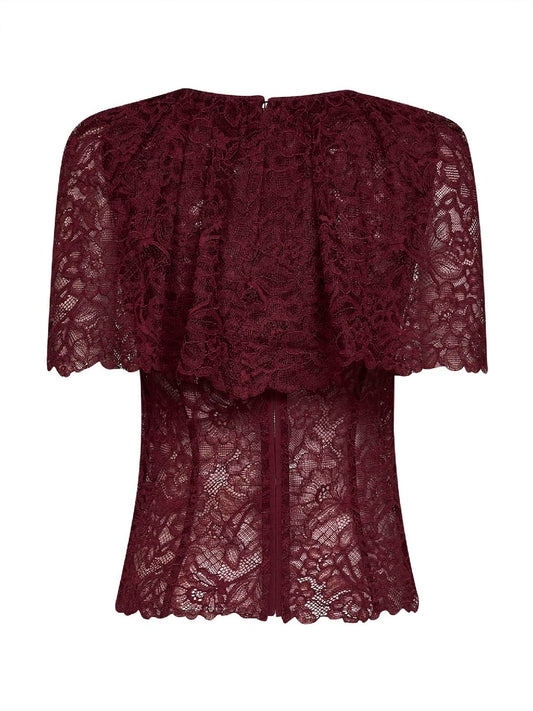 Burgundy lace cape top
