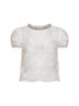 Top in tulle e pizzo con paillettes bianco