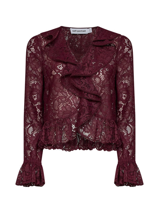 Burgundy lace ruffled top