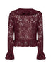 Top con ruches in pizzo bordeaux