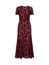 Abito midi con cintura in pizzo macramè bordeaux