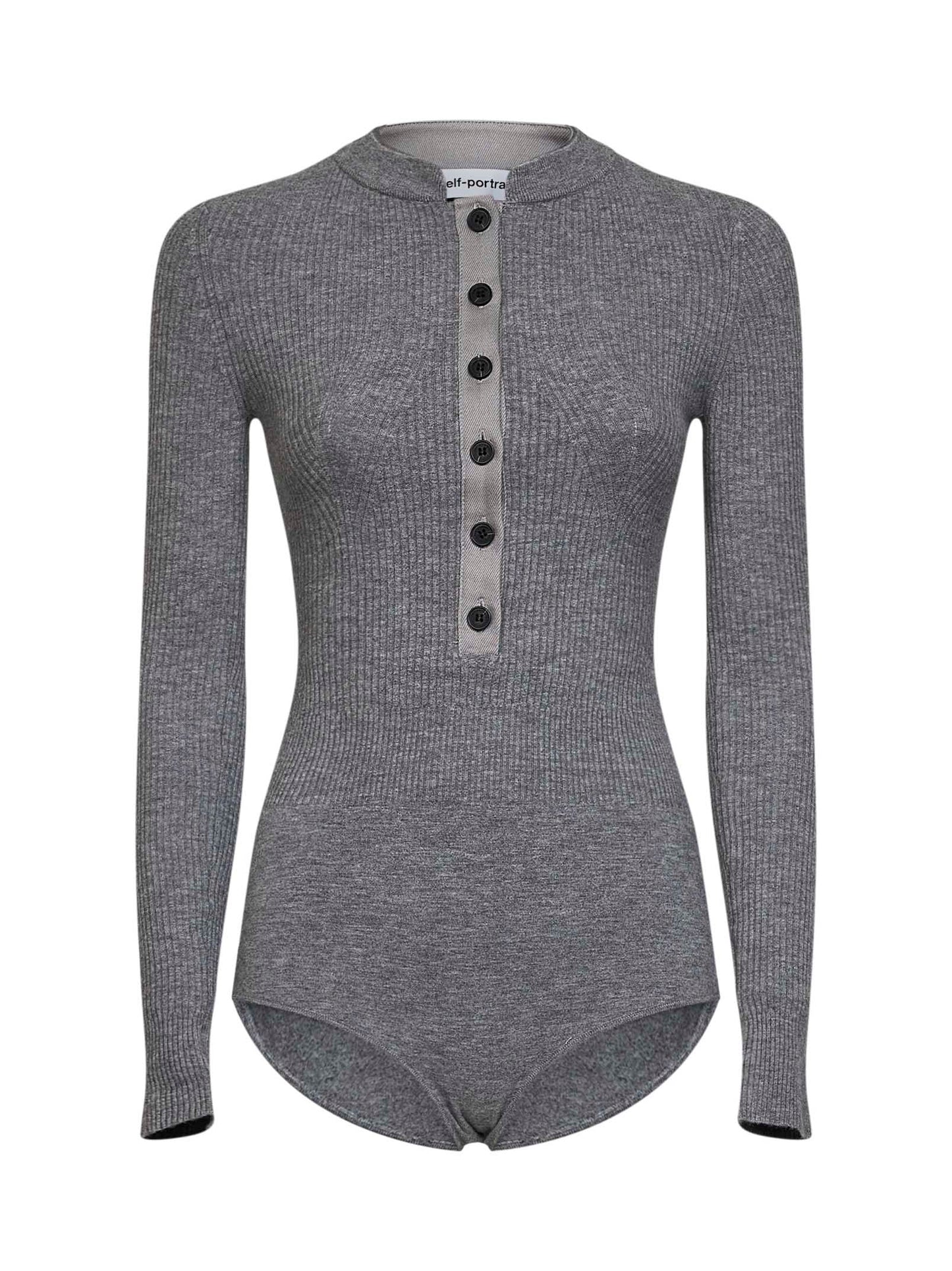 Grey wool-blend knit button playsuit