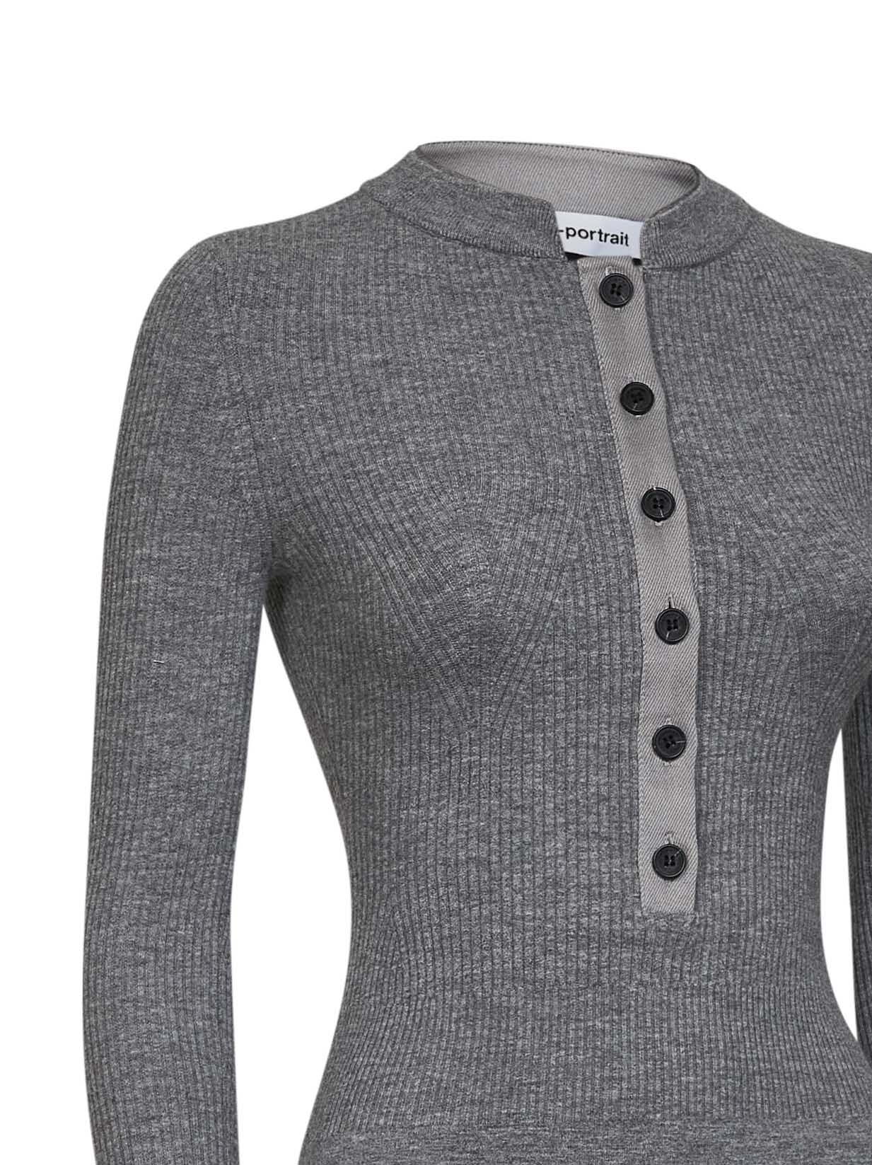 Grey wool-blend knit button playsuit