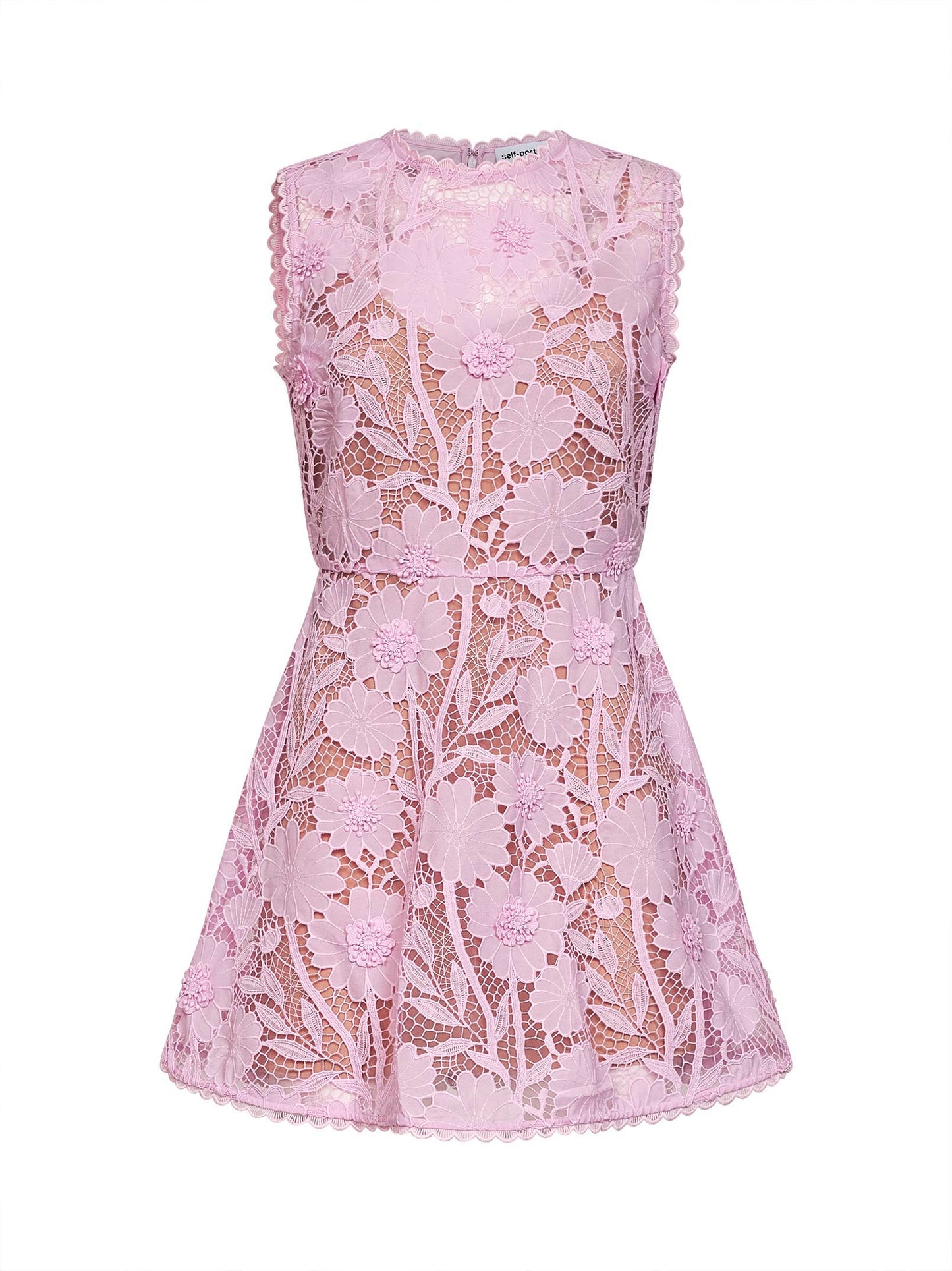 Pink macramé lace mini dress