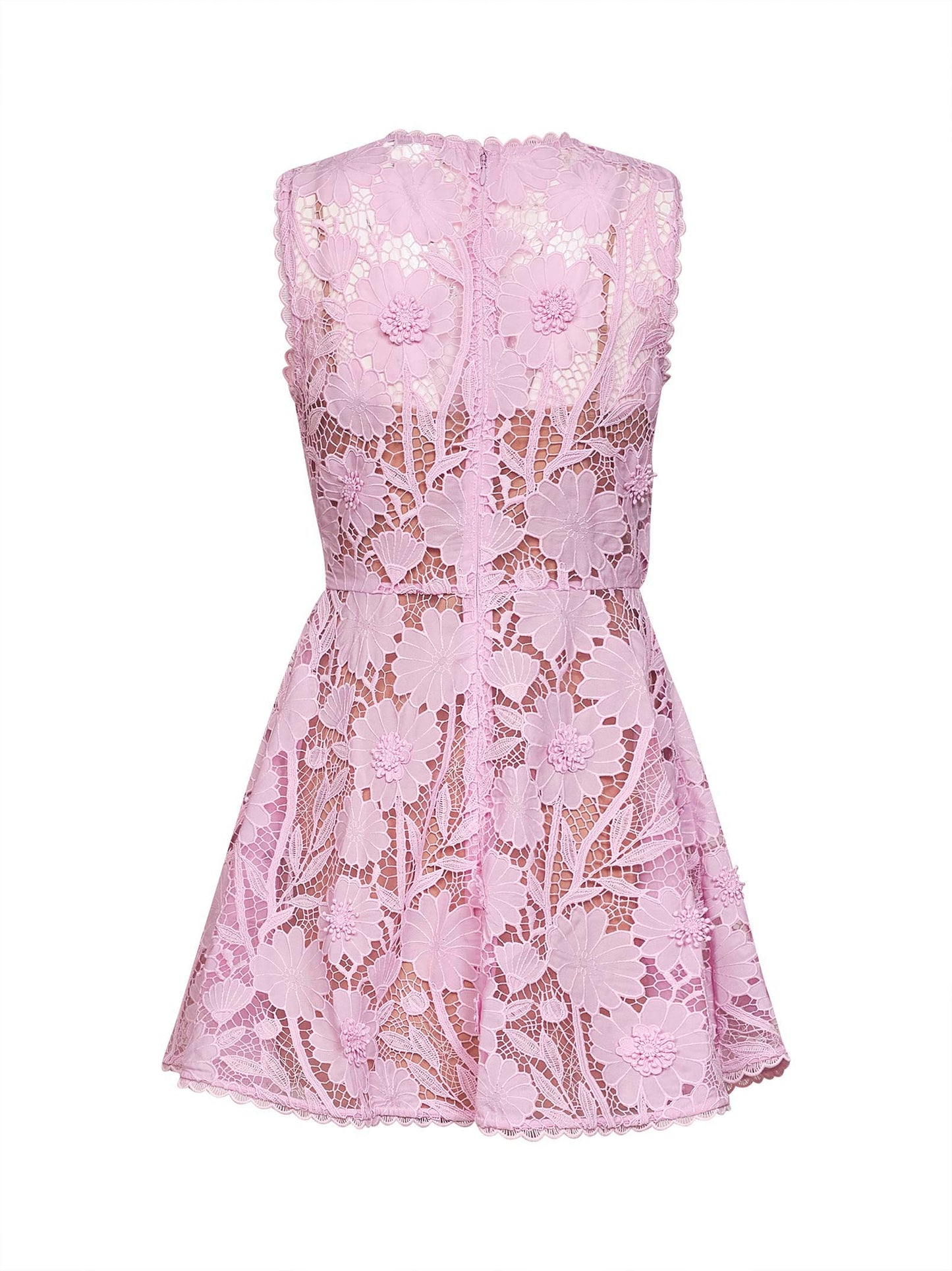 Pink macramé lace mini dress
