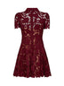 Miniabito svasato in pizzo macramè bordeaux
