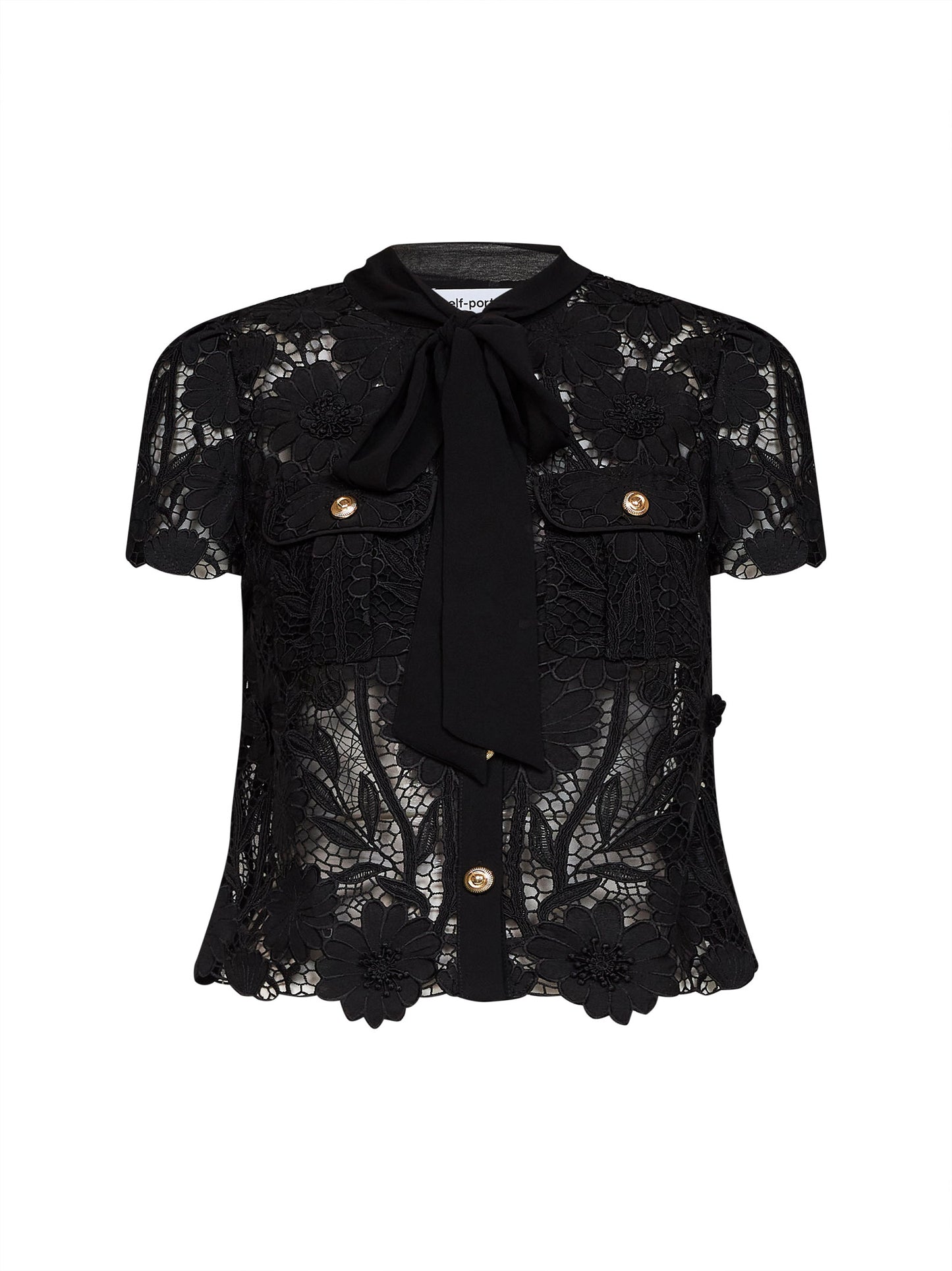 Top in pizzo macramè nero con collo annodabile