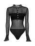Body in maglia pointelle nera con ricami