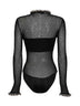 Body in maglia pointelle nera con ricami