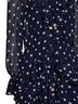 Navy blue polka dot georgette ruffled maxi dress