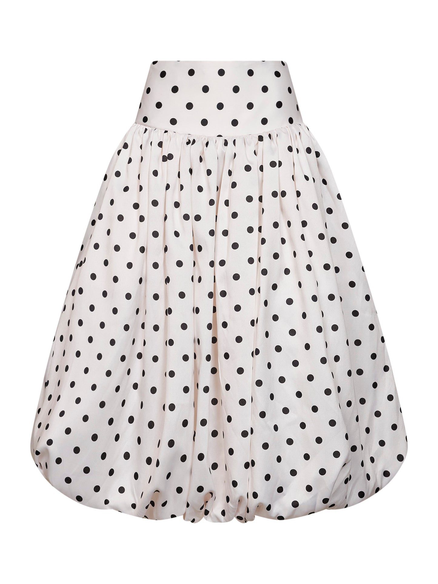 Gonna midi in taffetà a pois crema