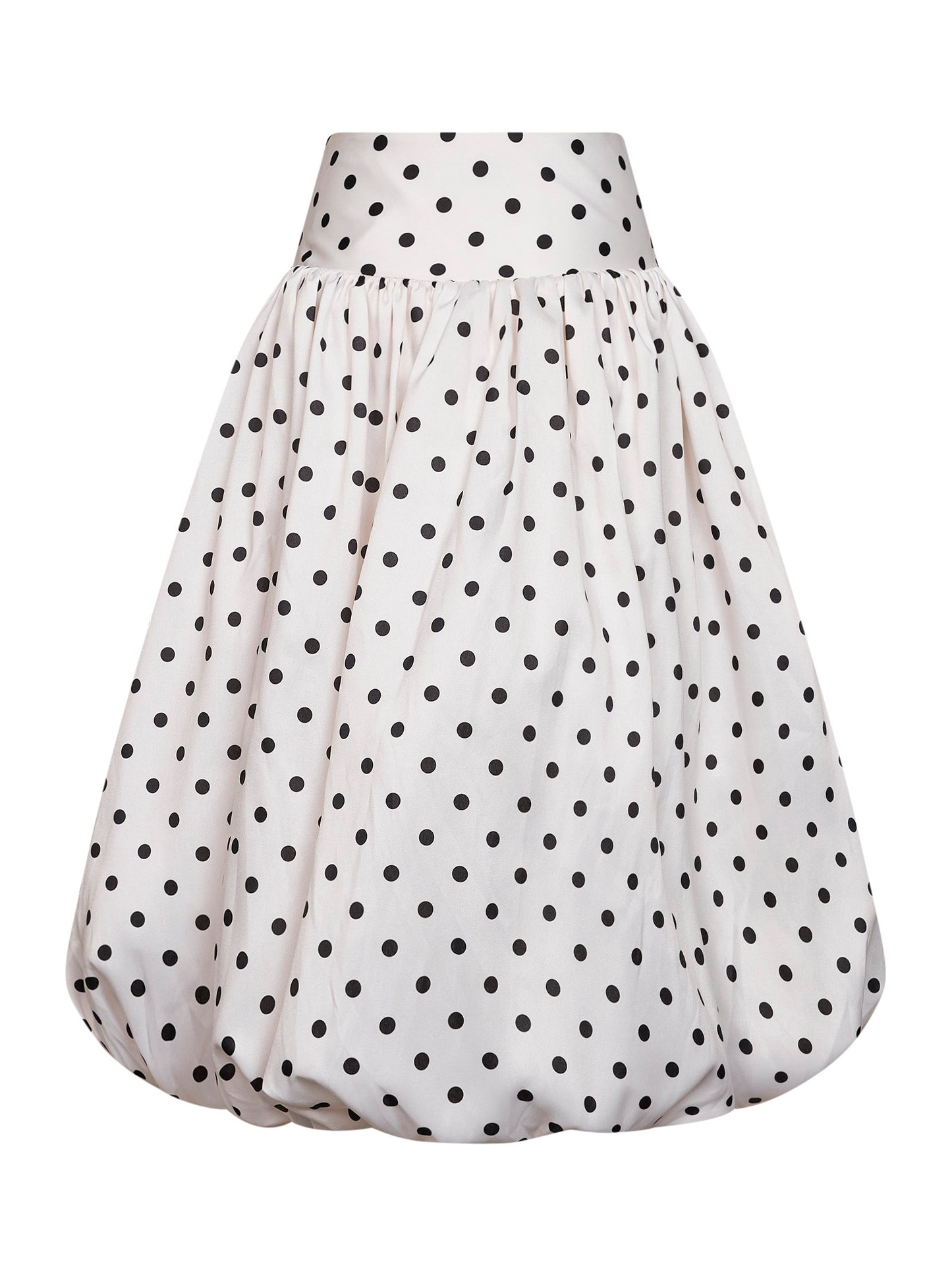 Gonna midi in taffetà a pois crema