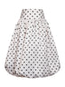 Gonna midi in taffetà a pois crema