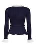Cardigan con cintura in maglia a costine blu navy